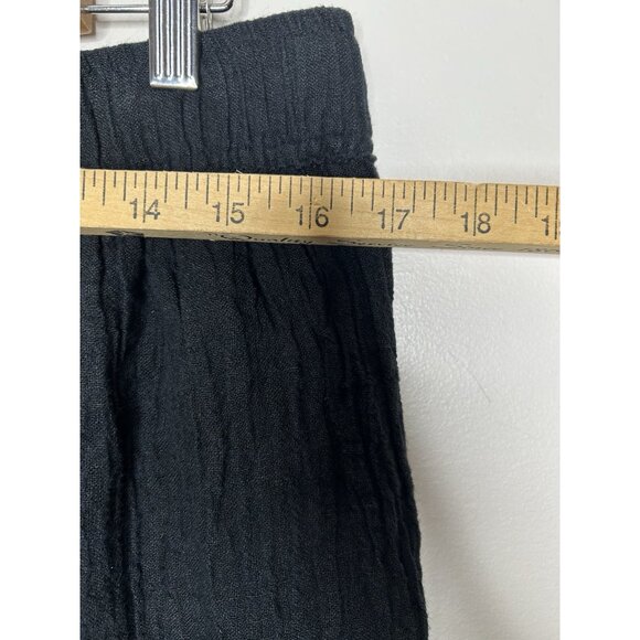 Tahari 100% Line Cropped Wide Leg Pants Pull On Elastic Waist Black Pockets XL - Picture 6 of 8